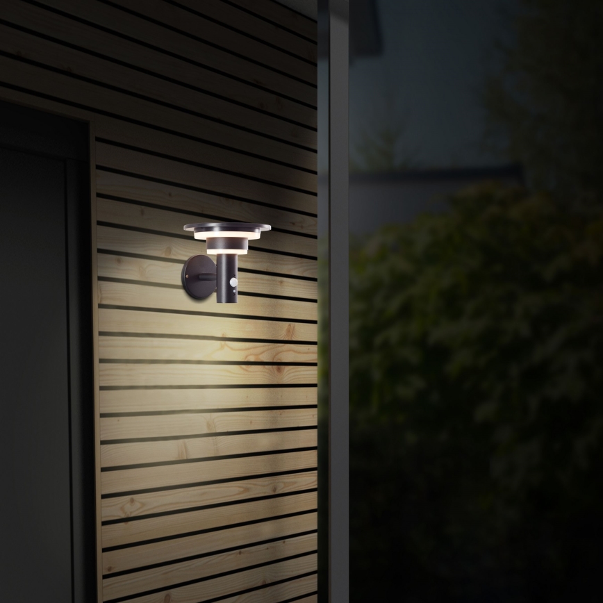 Brilliant - LED Solární nástěnné svítidlo se senzorem GARVINA LED/3W/3,7V IP44 černá