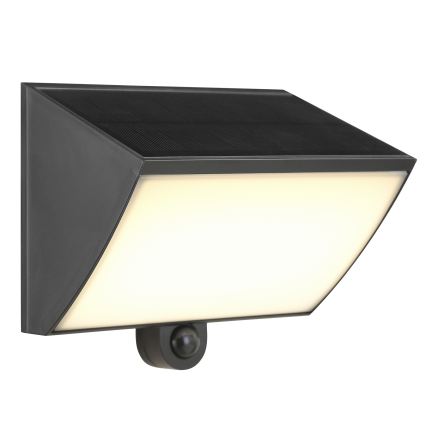 Brilliant - LED Solární nástěnné svítidlo se senzorem SIERRA LED/6W/3,7V 2700/4000/6500K 2000 mAh IP54 černá