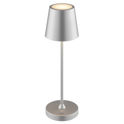 Brilliant - LED Stmívatelná nabíjecí dotyková venkovní stolní lampa ELORA LED/2,5W/5V 2700K 2600 mAh IP44 stříbrná