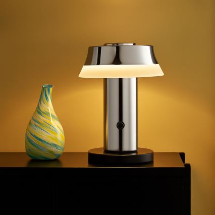Brilliant - LED Stmívatelná nabíjecí dotyková stolní lampa KINICH LED/2,5W/5V 2700K 2600 mAh lesklý chrom