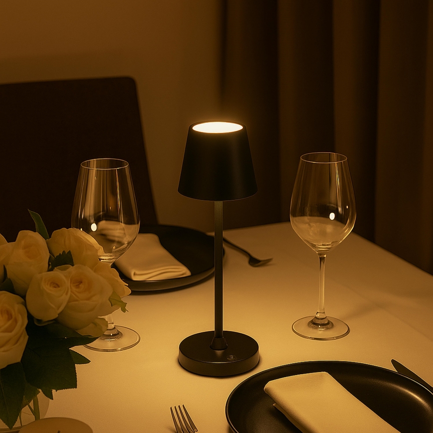 Brilliant - LED Stmívatelná nabíjecí dotyková venkovní stolní lampa ELORA LED/2,5W/5V 2700K 2600 mAh IP44 černá