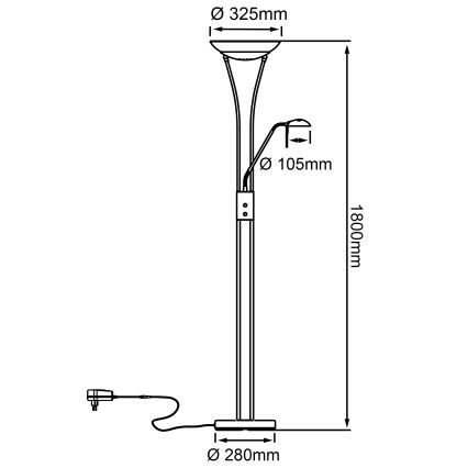 Brilliant - LED Stmívatelná stojací lampa FINN 2xLED/13W/230V matný chrom