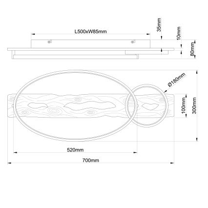 Brilliant - LED Stmívatelné stropní svítidlo PIRUS LED/30W/230V 30x70 cm gumovník