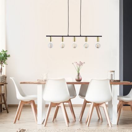 Brilliant - Lustr na lanku KERRY 5xE27/40W/230V černá/mosaz