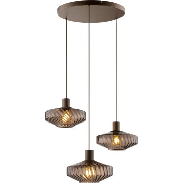 Brilliant - Lustr na lanku LYN 3xE27/20W/230V pr. 69 cm hnědá/kouřová hnědá
