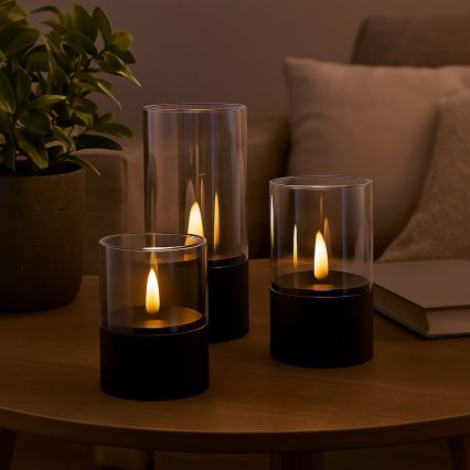 Brilliant - SADA 3x LED Svíčka BOUGIE LED/2xAA IP44 černá/kouřová