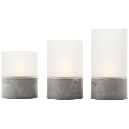 Brilliant - SADA 3x LED Svíčka BOUGIE LED/2xAA IP44 šedá/bílá