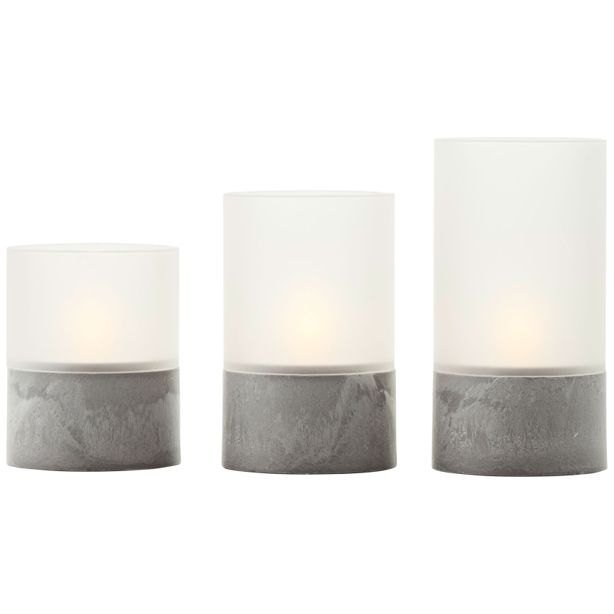 Brilliant - SADA 3x LED Svíčka BOUGIE LED/2xAA IP44 šedá/bílá