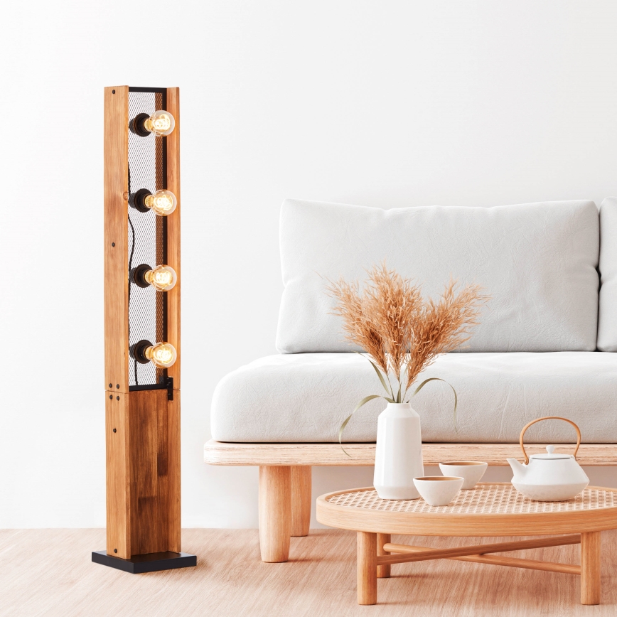 Brilliant - Stojací lampa CALANDRA 4xE27/42W/230V borovice