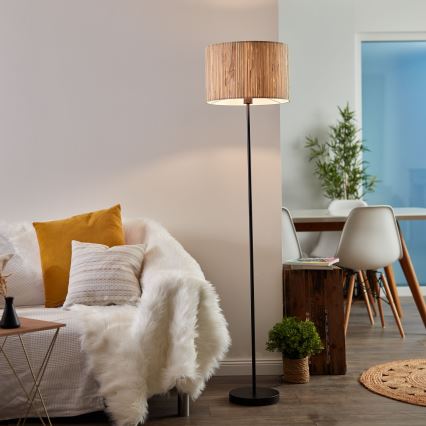 Brilliant - Stojací lampa WIMEA 1xE27/52W/230V černá/béžová