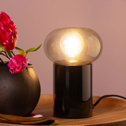 Brilliant - Stolní lampa KNUT 1xE27/25W/230V černá/čirá