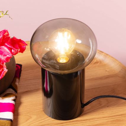 Brilliant - Stolní lampa KNUT 1xE27/25W/230V černá/čirá