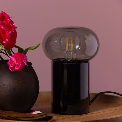 Brilliant - Stolní lampa KNUT 1xE27/25W/230V černá/čirá