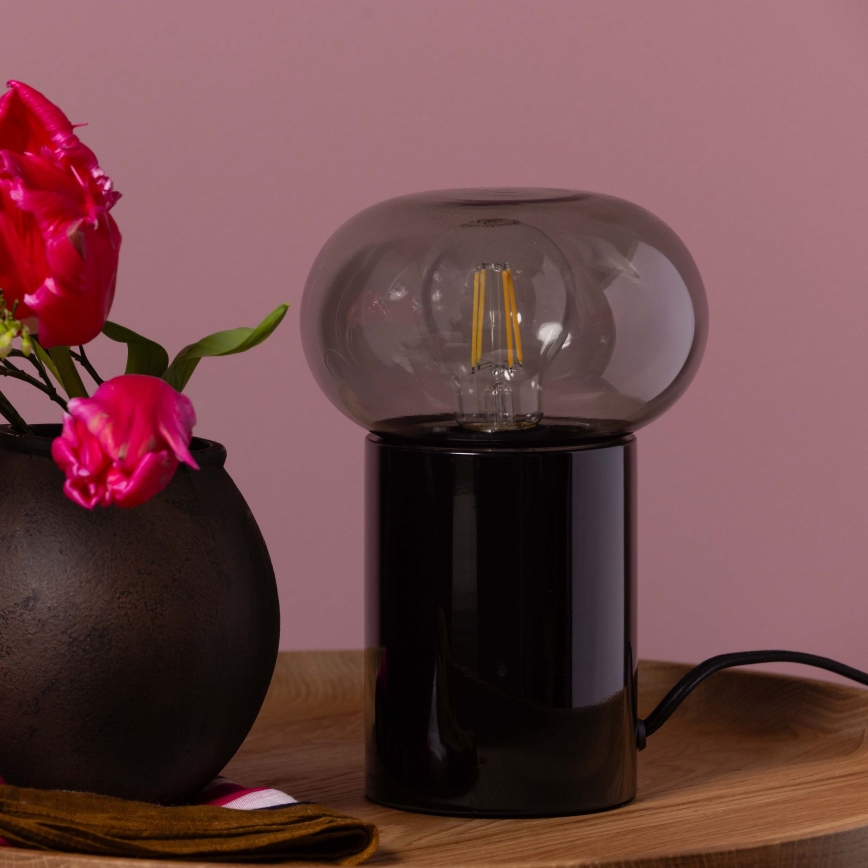 Brilliant - Stolní lampa KNUT 1xE27/25W/230V černá/čirá