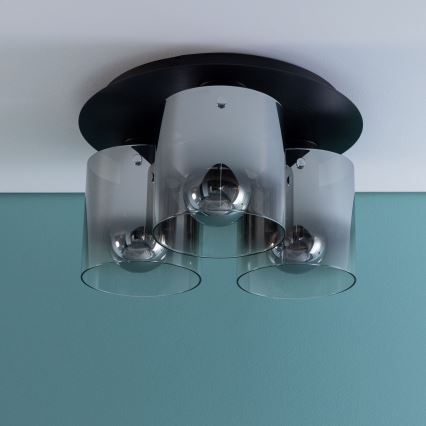 Brilliant - Stropní svítidlo BETH 3xE27/60W/230V pr. 37 cm černá/kouřová