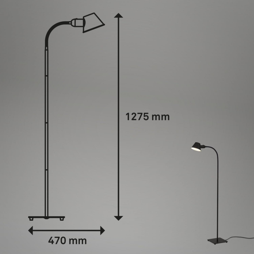 Brilo - Flexibilní stojací lampa 1xE27/10W/230V černá