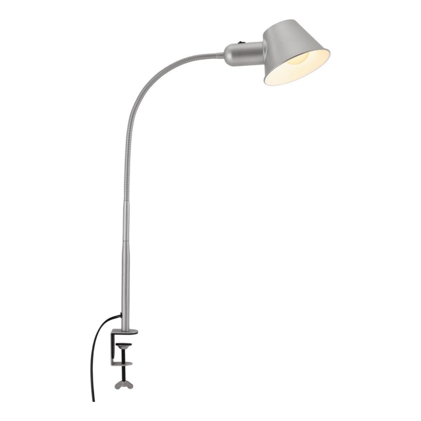 Brilo - Flexibilní stolní lampa s klipem 1xE27/10W/230V stříbrná