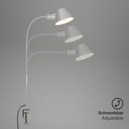 Brilo - Flexibilní stolní lampa s klipem 1xE27/10W/230V stříbrná