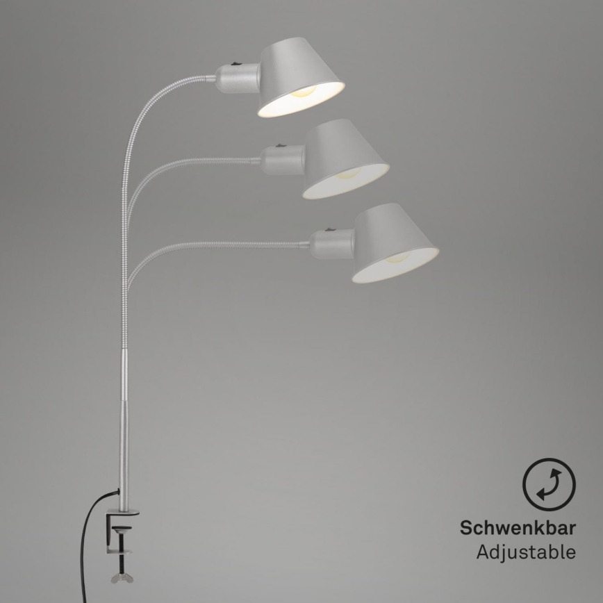 Brilo - Flexibilní stolní lampa s klipem 1xE27/10W/230V stříbrná