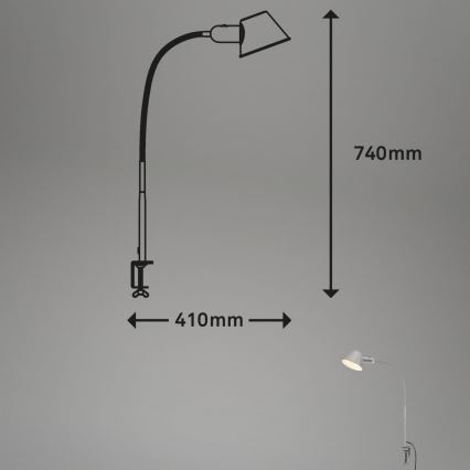 Brilo - Flexibilní stolní lampa s klipem 1xE27/10W/230V stříbrná