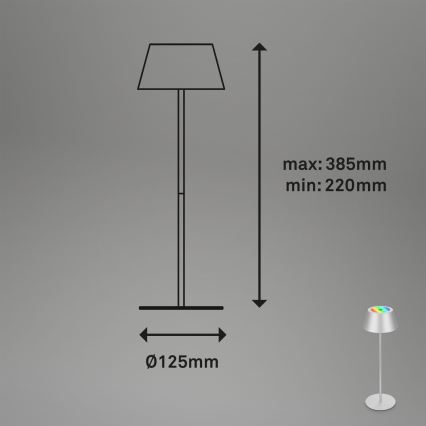 Brilo - LED RGB Stmívatelná nabíjecí dotyková venkovní stolní lampa KIKI LED/2,6W/5V IP44 2600 mAh stříbrná