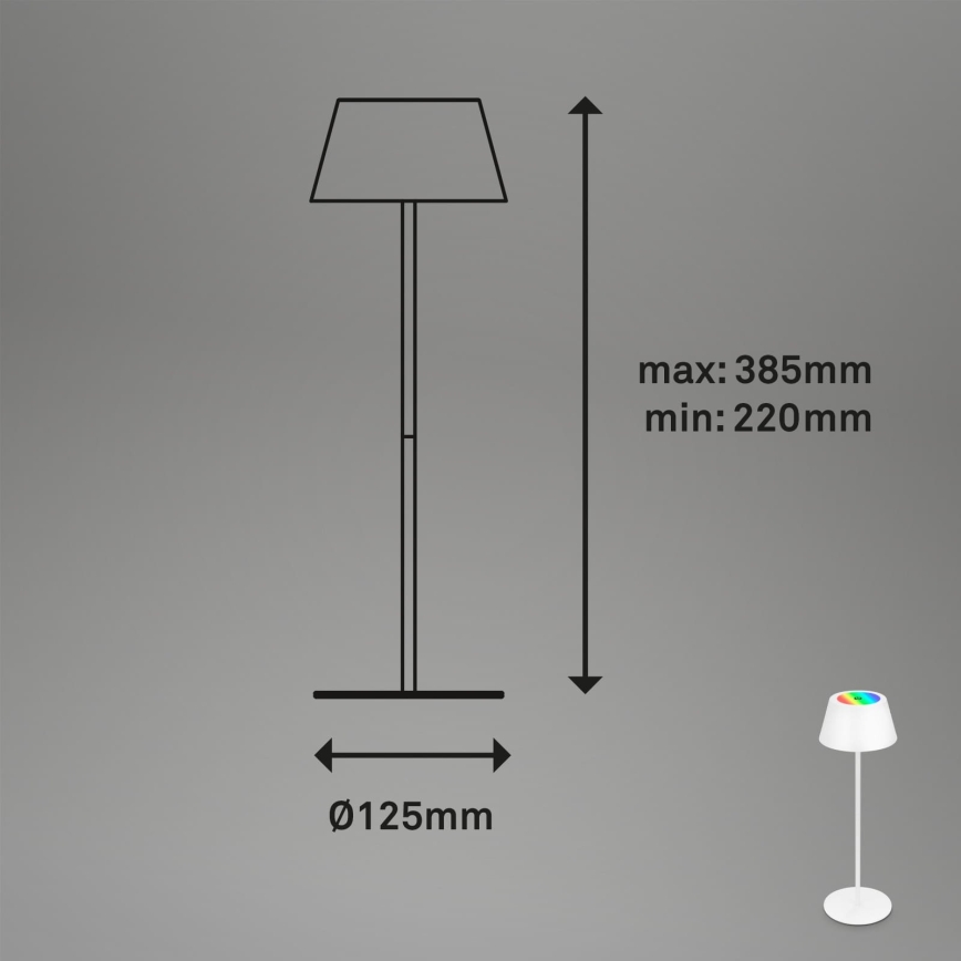 Brilo - LED RGB Stmívatelná nabíjecí dotyková venkovní stolní lampa KIKI LED/2,6W/5V IP44 2600 mAh bílá