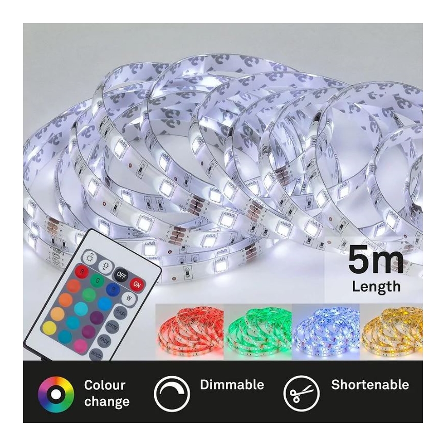 Brilo - LED RGBW Stmívatelný pásek 6,5m LED/22W/230V + dálkové ovládání