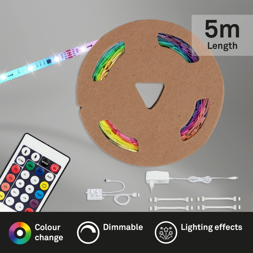 Brilo - LED RGBW Stmívatelný pásek 6,5m LED/24W/230V + dálkové ovládání