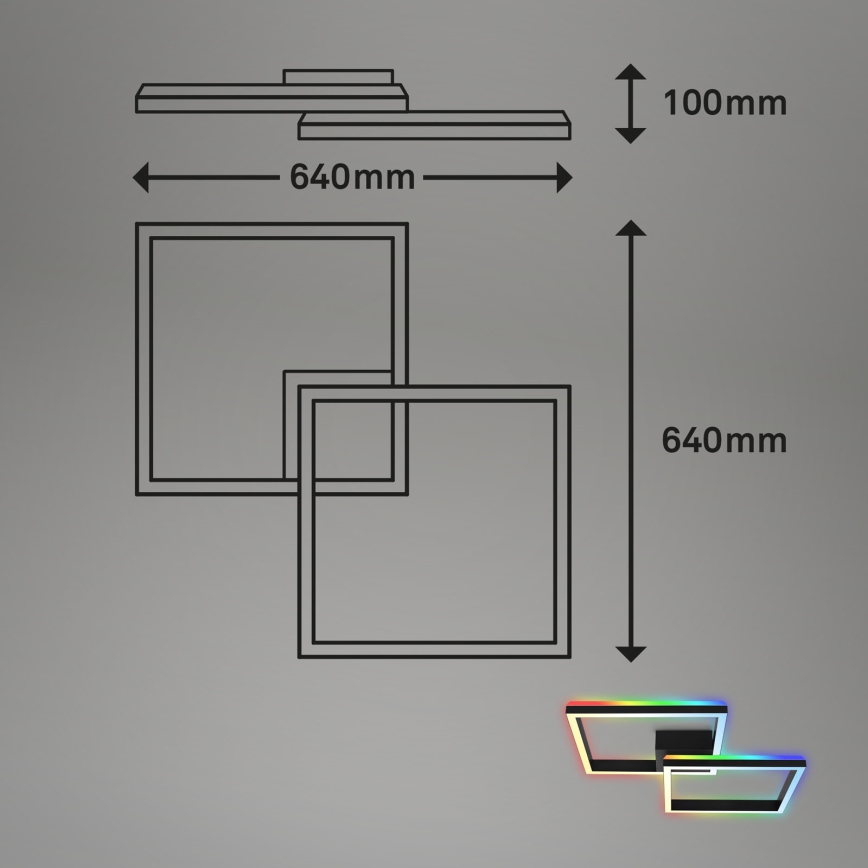 Brilo - LED RGBW Stmívatelný přisazený lustr FRAME 2xLED/17W/230V 2700-6500K + dálkové ovládání