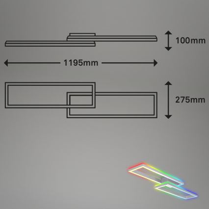 Brilo - LED RGBW Stmívatelný přisazený lustr FRAME 2xLED/21W/230V 2700-6500K + dálkové ovládání