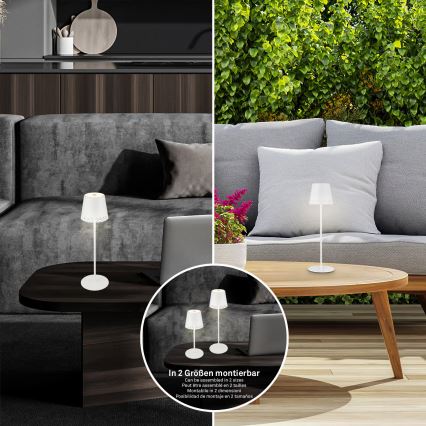 Brilo - LED Stmívatelná nabíjecí dotyková venkovní stolní lampa KIKI LED/2,6W/5V IP44 2600 mAh bílá