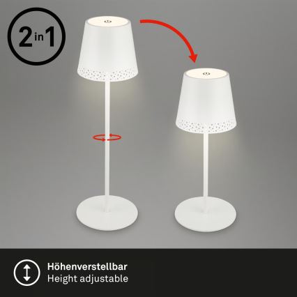 Brilo - LED Stmívatelná nabíjecí dotyková venkovní stolní lampa KIKI LED/2,6W/5V IP44 2600 mAh bílá