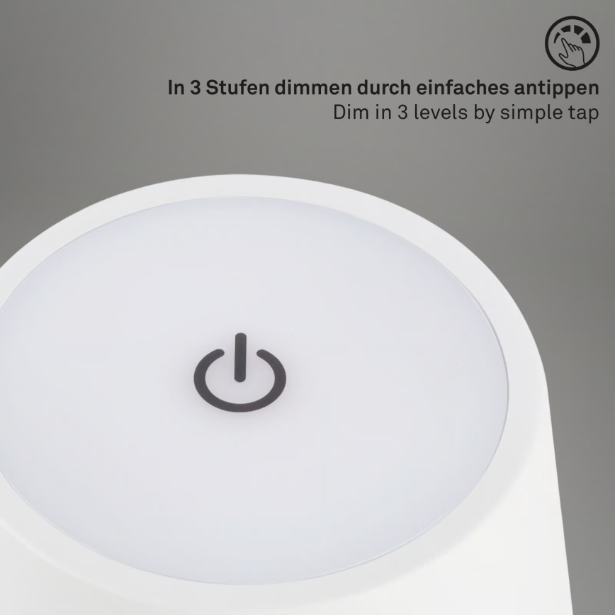 Brilo - LED Stmívatelná nabíjecí dotyková venkovní stolní lampa KIKI LED/2,6W/5V IP44 2600 mAh bílá