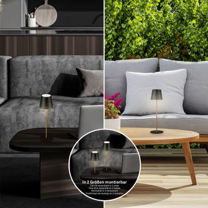 Brilo - LED Stmívatelná nabíjecí dotyková venkovní stolní lampa KIKI LED/2,6W/5V IP44 2600 mAh černá