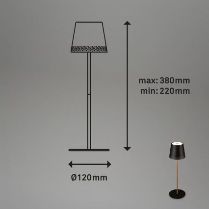 Brilo - LED Stmívatelná nabíjecí dotyková venkovní stolní lampa KIKI LED/2,6W/5V IP44 2600 mAh černá