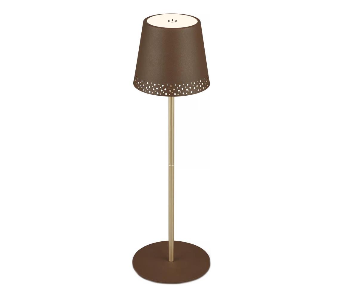 Brilo - LED St nab dotyk stolní lampa KIKI LED/2,6W/5V IP44 2600 mAh hnědá 7438-017