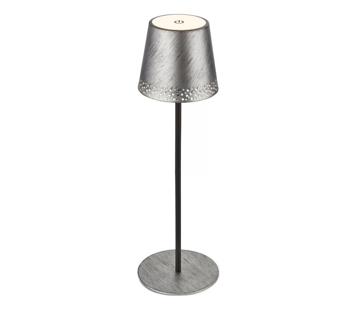 Brilo - LED St nab dotyk stolní lampa KIKI LED/2,6W/5V IP44 2600 mAh stříbrná 7438-214
