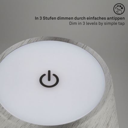 Brilo - LED Stmívatelná nabíjecí dotyková venkovní stolní lampa KIKI LED/2,6W/5V IP44 2600 mAh stříbrná