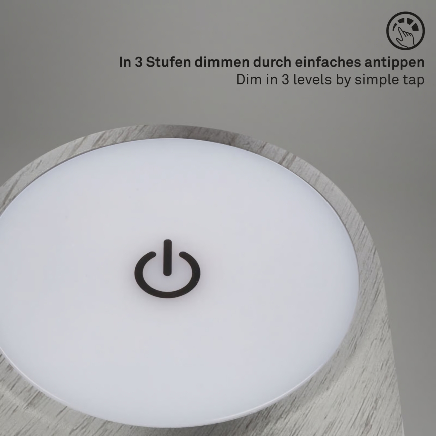 Brilo - LED Stmívatelná nabíjecí dotyková venkovní stolní lampa KIKI LED/2,6W/5V IP44 2600 mAh stříbrná