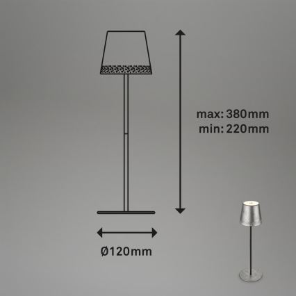 Brilo - LED Stmívatelná nabíjecí dotyková venkovní stolní lampa KIKI LED/2,6W/5V IP44 2600 mAh stříbrná