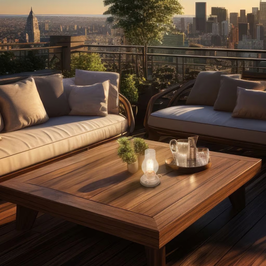 Brilo - LED Stmívatelná venkovní nabíjecí stolní lampa KANEA LED/1,5W/5V IP44 1200 mAh béžová