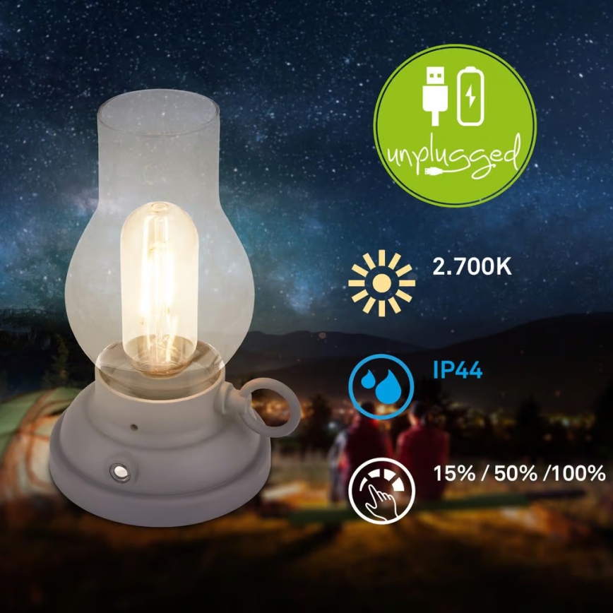 Brilo - LED Stmívatelná venkovní nabíjecí stolní lampa KANEA LED/1,5W/5V IP44 1200 mAh antracit