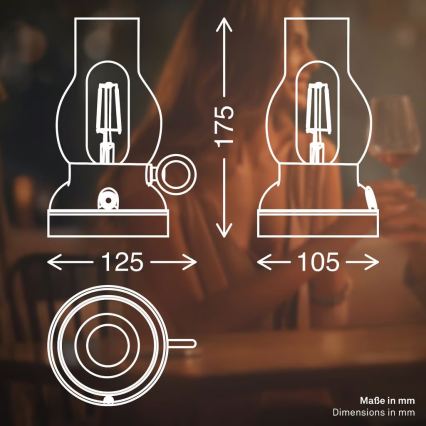 Brilo - LED Stmívatelná venkovní nabíjecí stolní lampa KANEA LED/1,5W/5V IP44 1200 mAh antracit