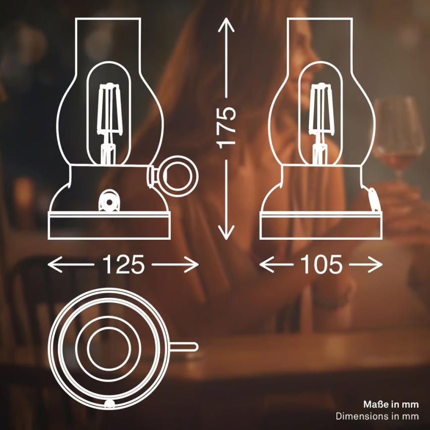 Brilo - LED Stmívatelná venkovní nabíjecí stolní lampa KANEA LED/1,5W/5V IP44 1200 mAh antracit