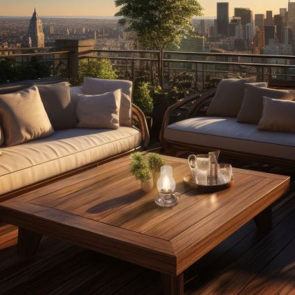 Brilo - LED Stmívatelná venkovní nabíjecí stolní lampa KANEA LED/1,5W/5V IP44 1200 mAh bronzová