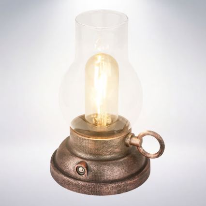 Brilo - LED Stmívatelná venkovní nabíjecí stolní lampa KANEA LED/1,5W/5V IP44 1200 mAh bronzová