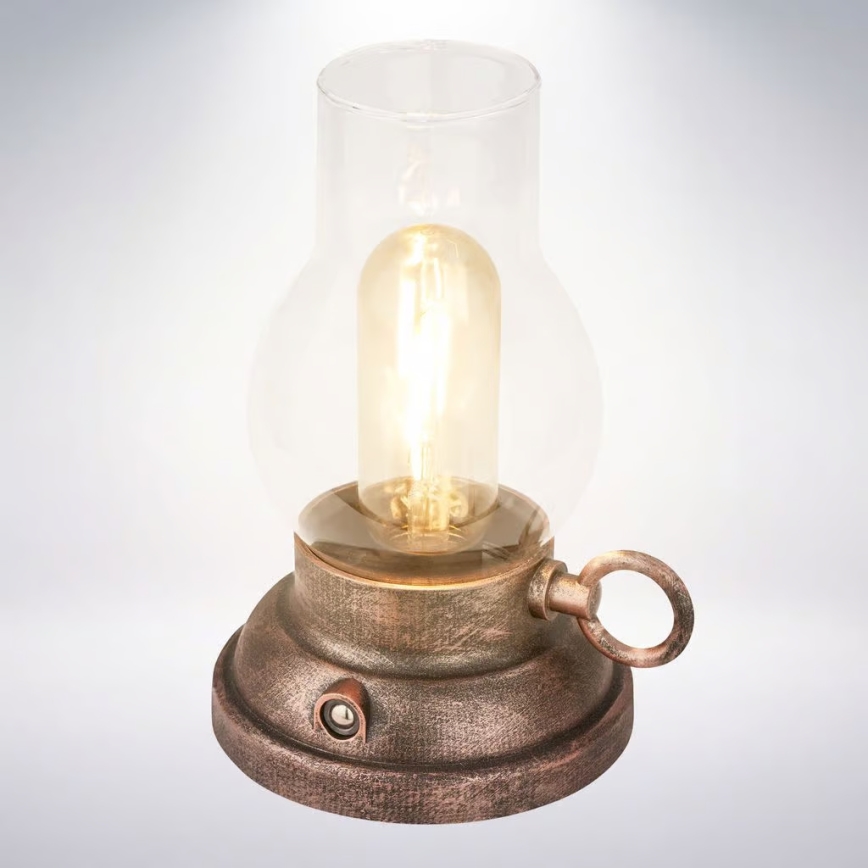 Brilo - LED Stmívatelná venkovní nabíjecí stolní lampa KANEA LED/1,5W/5V IP44 1200 mAh bronzová