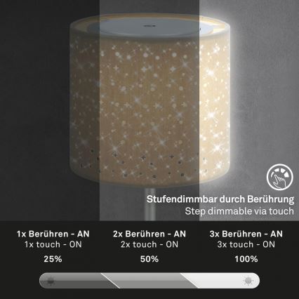 Brilo - LED Stmívatelná nabíjecí venkovní stolní lampa LOLE LED/3W/5V 2000mAh IP44 stříbrná/béžová