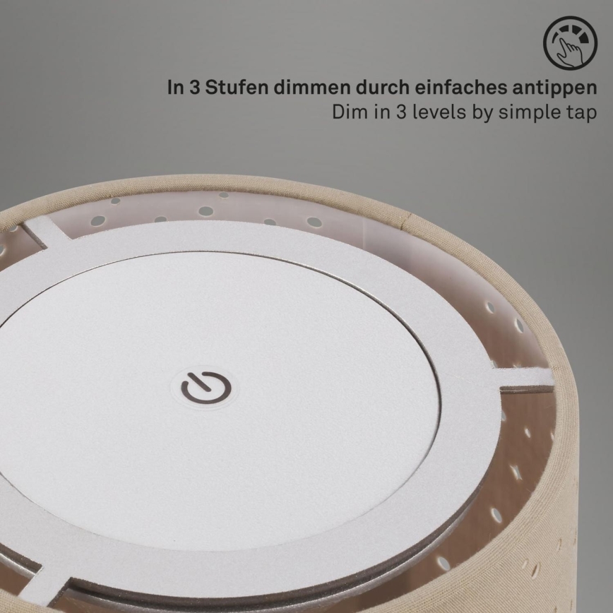 Brilo - LED Stmívatelná nabíjecí venkovní stolní lampa LOLE LED/3W/5V 2000mAh IP44 stříbrná/béžová