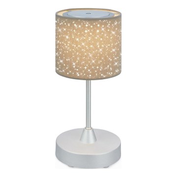 Brilo - LED Stmívatelná nabíjecí venkovní stolní lampa LOLE LED/3W/5V 2000mAh IP44 stříbrná/béžová